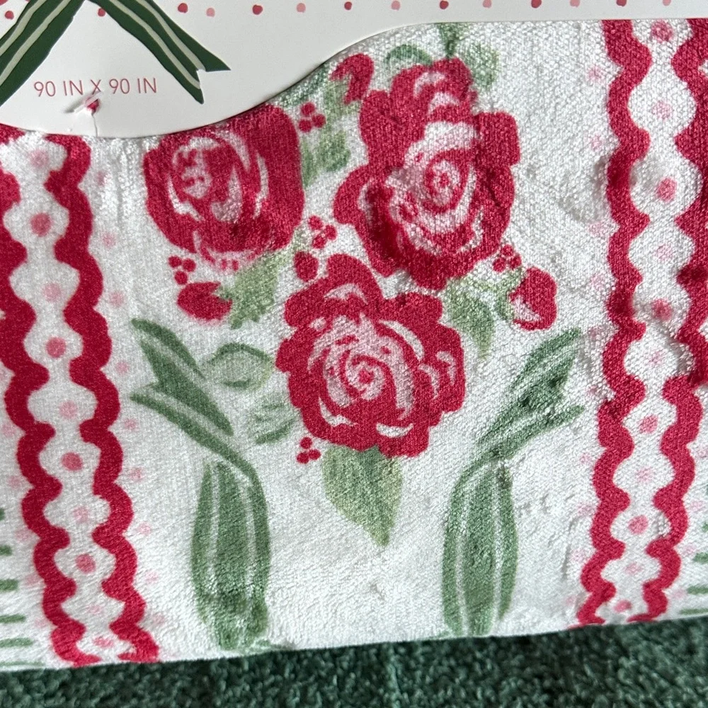 Envogue Reversible Plush Blanket Holiday Christmas Queen Red Rose 🌹 NEW!